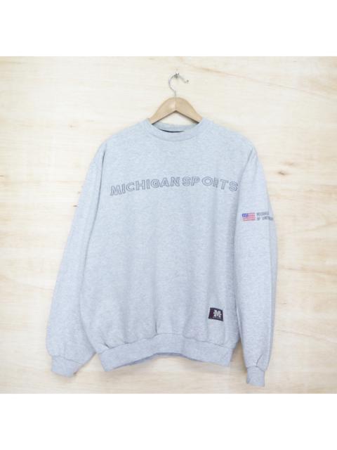 Other Designers Vintage 90s Michigan Of University By MICHIGAN SPORTS Big Logo Embroidered Sweater Sweatshirt 