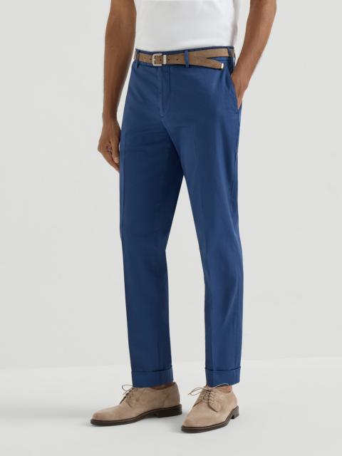 Brunello Cucinelli Garment-dyed Italian fit trousers in American Pima comfort cotton gabardine