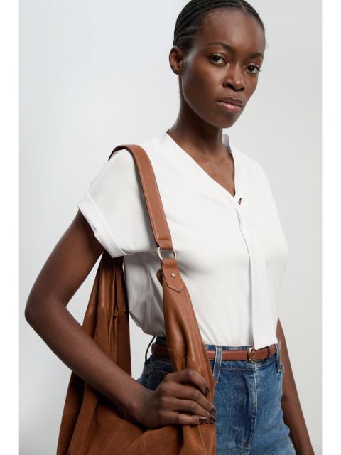 KAREN MILLEN Jersey V Neck Tie Detail T - Shirt