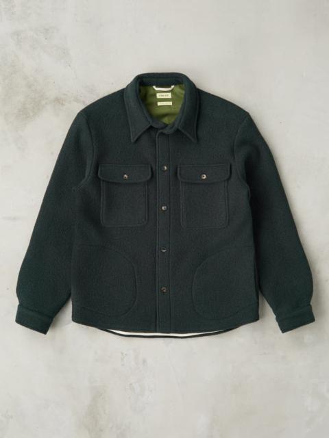 DE BONNE FACTURE Italian Boiled Wool Overshirt - Blue Green