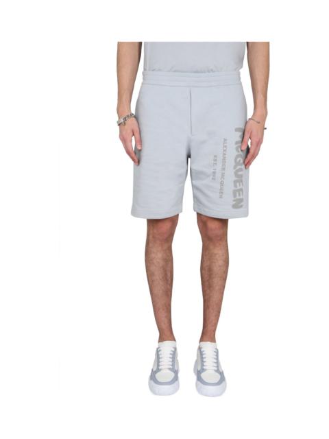 Alexander McQueen Bermuda Shorts With Graffiti Logo Print