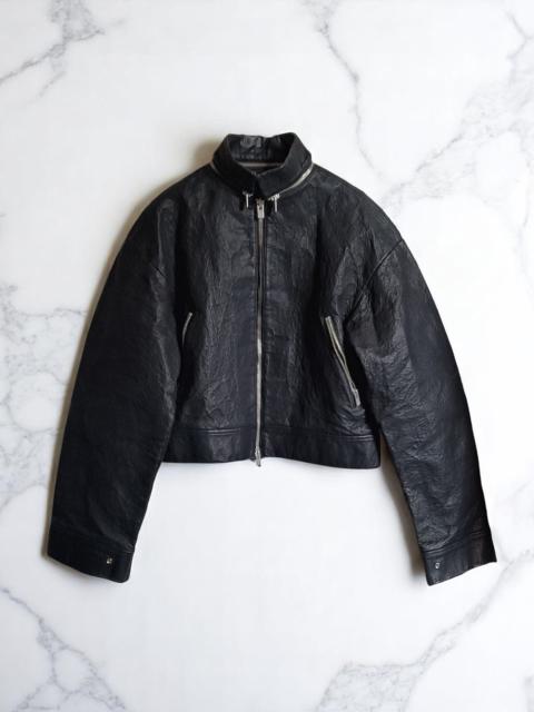 AW23 BLACK STIFF LEATHER JACKET