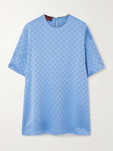 GUCCI Satin-jacquard blouse Sky blue | netaporter | REVERSIBLE