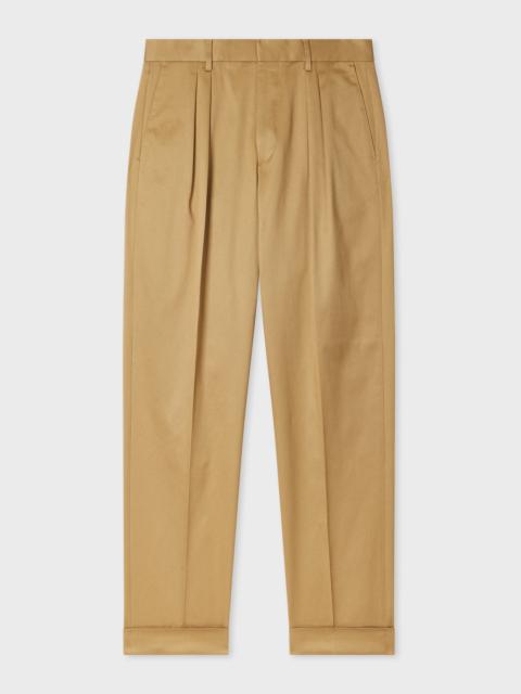 Paul Smith Tan Stretch Cotton-Twill Double-Pleat Trousers