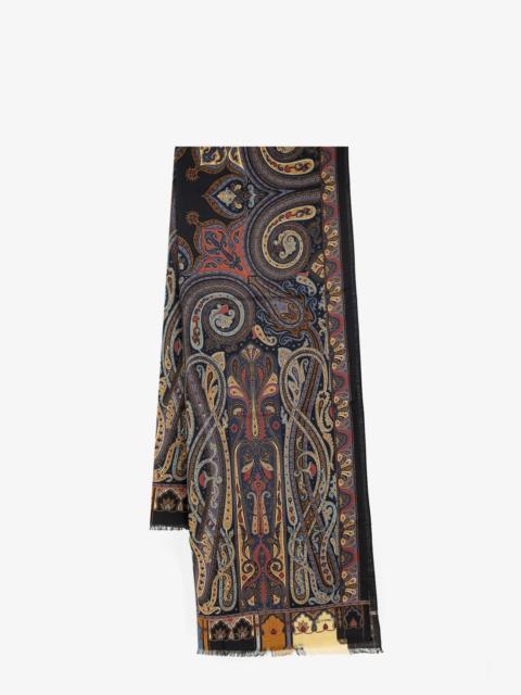 Etro Etro Wool And Silk Scarf Blue