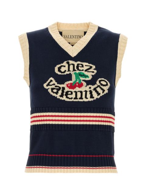 Valentino Garavani Women Midnight Blue Cotton Vest