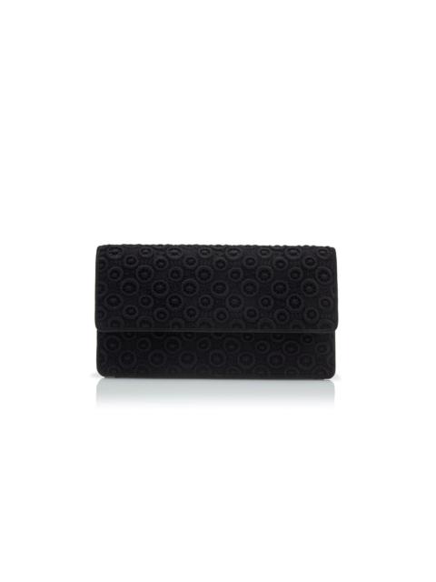 Manolo Blahnik Black Lace Embroidered Clutch