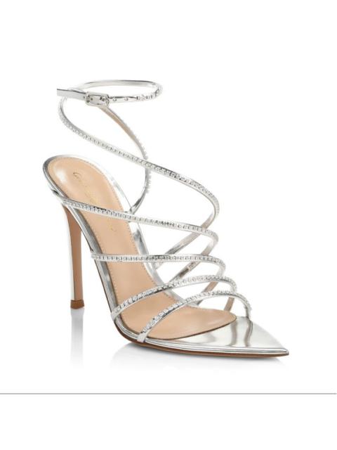 Gianvito Rossi Gianvito Rossi Chantel Embellished Silver Strappy Pointed Toe Sandals