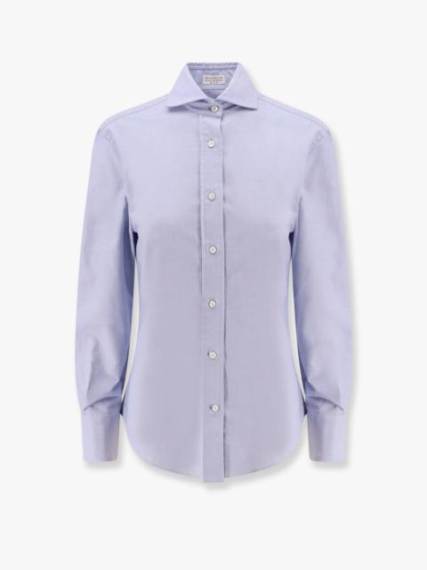 Brunello Cucinelli Classic Cotton Shirt With Monili Detail