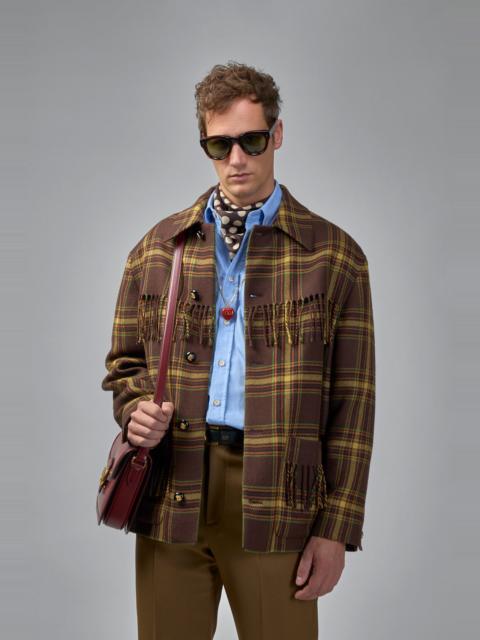 Valentino Caban Fringes Check Coat