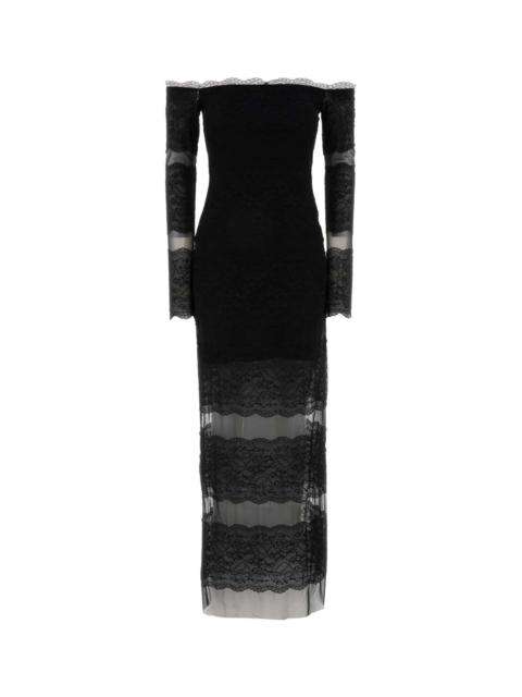 Blumarine Blumarine Women Black Lace And Mesh Long Dress