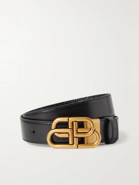 BB reversible croc-effect and smooth leather waist belt