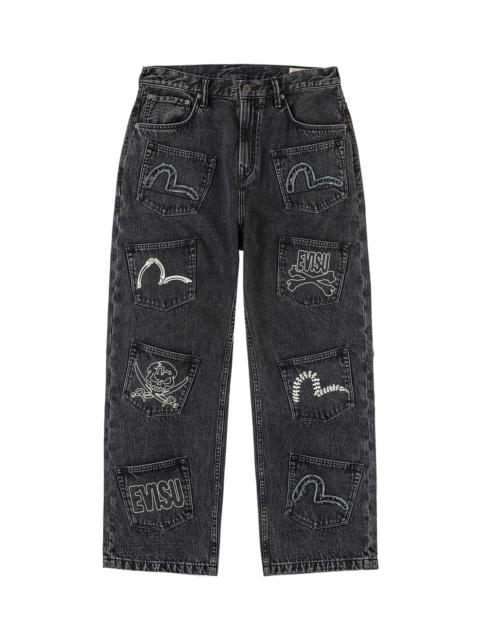 EVISU Skull Multi-Pocket Denim Jeans