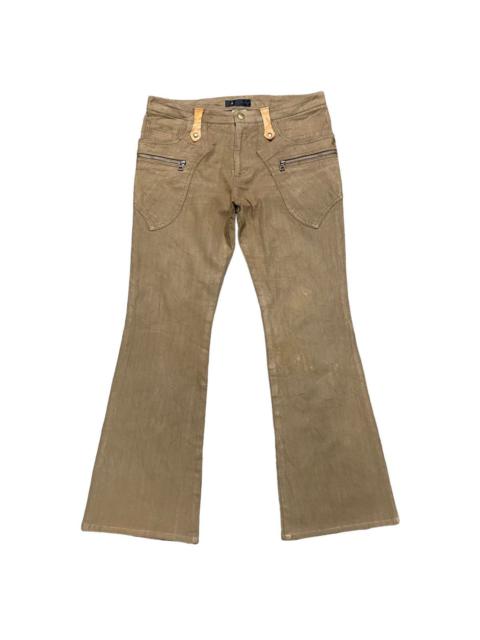 Other Designers Japanese Brand Gtreat Leather Trimmed Cargo Flare Pants