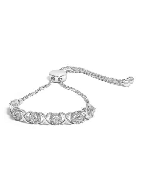 Other Designers Haus of Brilliance .925 Sterling Silver 1/6 Cttw Diamond X and O Bolo Bracelet