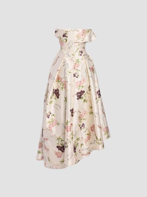 Erdem FLORAL PRINT TEXTURED SATIN CLOUD MIDI DRESS