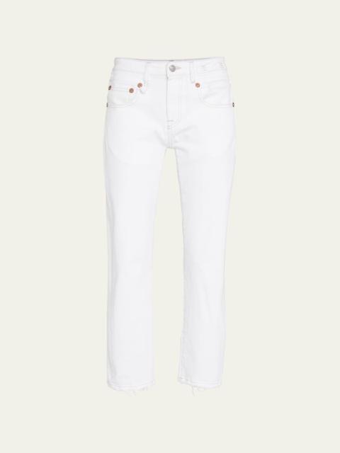 R13 Boy Straight Cropped Frayed Hem Jeans