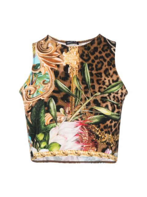 PHILIPP PLEIN Baroque Flowers cropped top