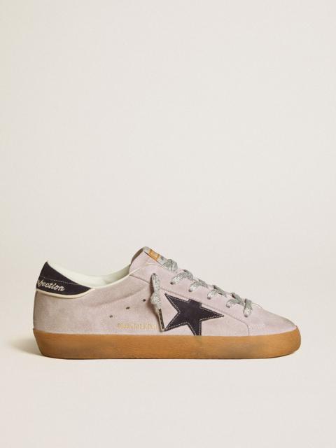 Golden Goose Super-Star LTD in lilac suede with midnight blue suede star and heel tab