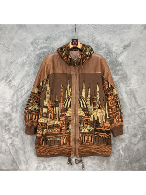 Other Designers Leather - ARTWORK GRAPHIC HYBRID LEATHER LONG COAT #6272-57