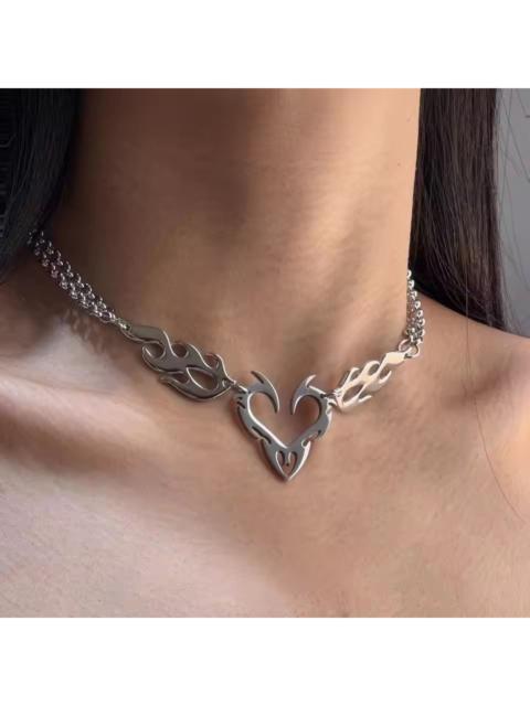 Other Designers Japanese Brand - Tribal Heart Cyber-Y2K Fire Wire Necklace