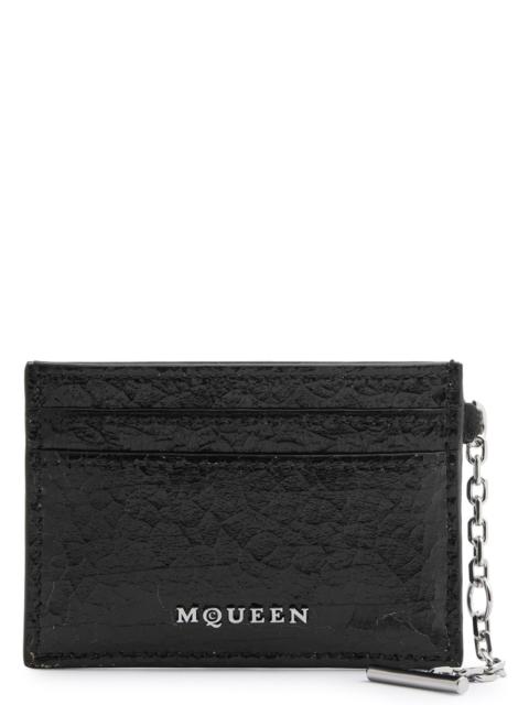 Alexander Mcqueen Logo Cracked-effect Leather Card Holder
