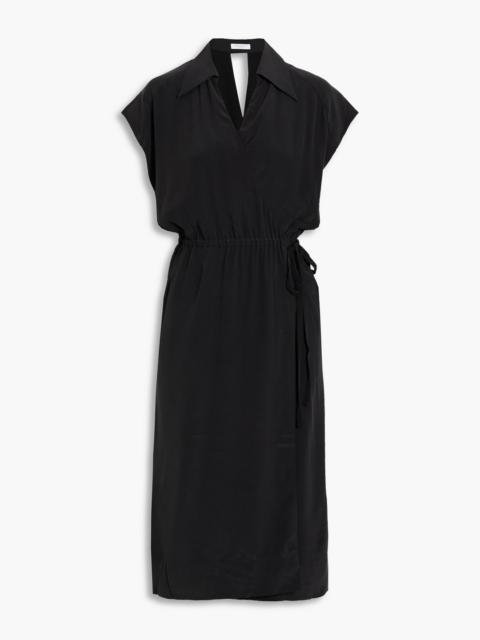 Other Designers Karina washed-silk midi wrap dress