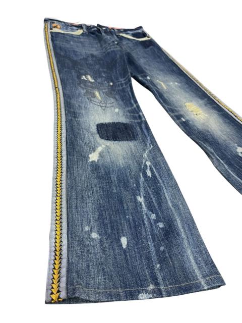 Other Designers Parasuco Flare Leather Side Trim Tribal Embroidery Jeans