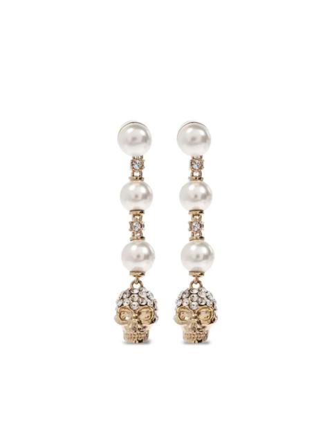 Alexander McQueen Alexander Mcqueen Women Skull And Pearl Earrings In Pale Gold