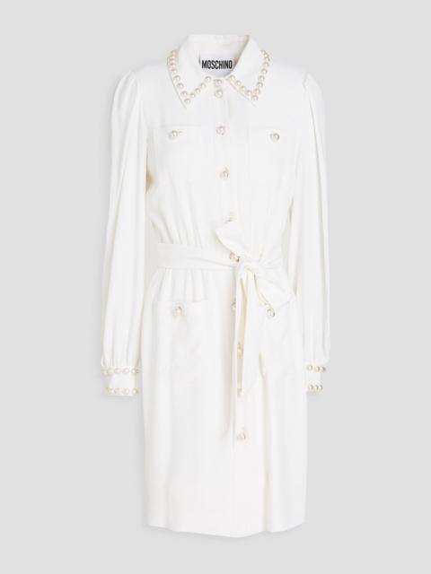 Moschino Gathered embellished crepe shirt dress