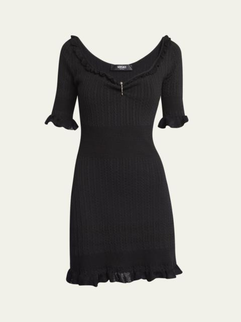 Medusa Pin-Gathered Micro Cable Mini Dress