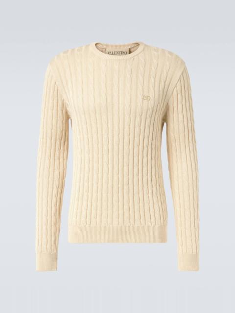 Valentino VLogo cable-knit cotton sweater