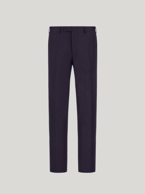 Canali NAVY BLUE HIGH-WAISTED PLEATLESS WOOL PANTS