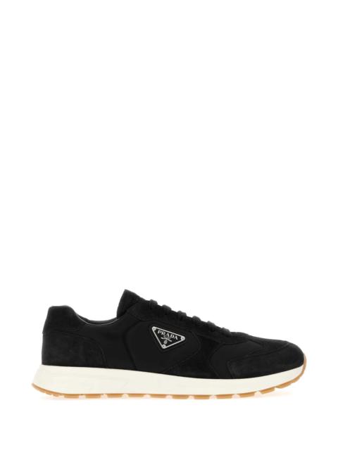 Prada Prada Men Black Re-Nylon And Suede Sneakers