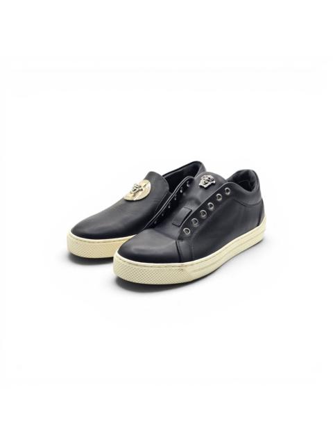 VERSACE Unisex Black Leather Medusa Slip-On Sneakers EU 39 US 9W 6M
