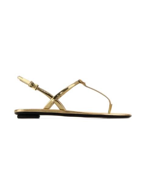 Prada Gold Leather Thong Sandals