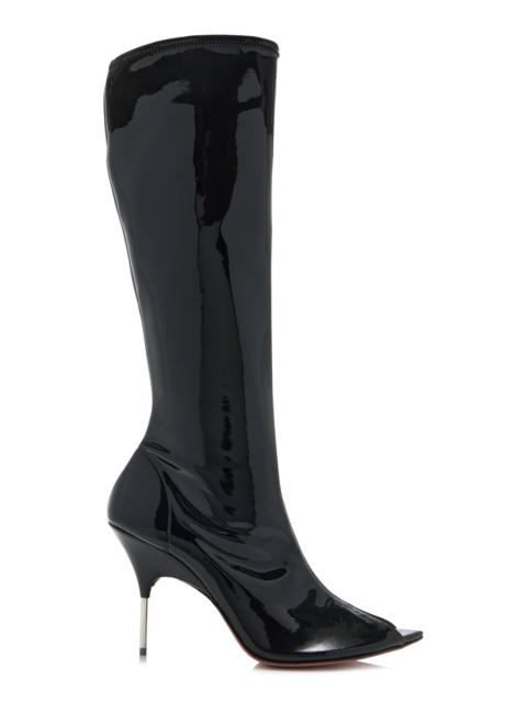 Amina Muaddi Bruna Latex Knee Boots black