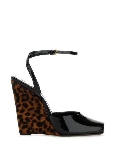 Saint Laurent Women Black Leather Le Scandal Sandals