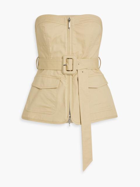SIMKHAI Elettra strapless belted cotton-blend top
