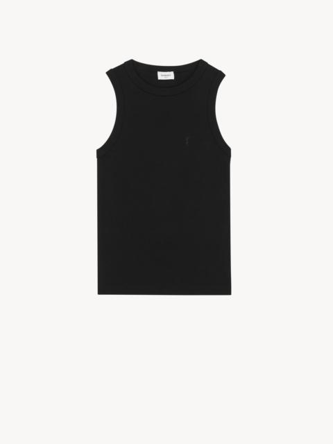 SAINT LAURENT CASSANDRE TANK TOP IN RIBBED COTTON JERSEY