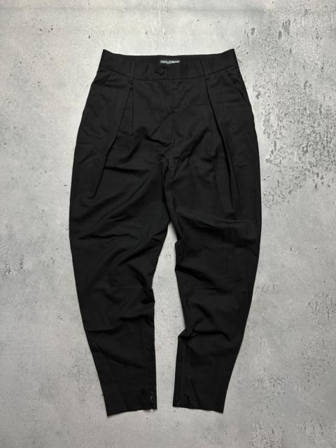 Dolce & Gabbana Black Pleated Trousers Size 42 Zip Ankle 90s