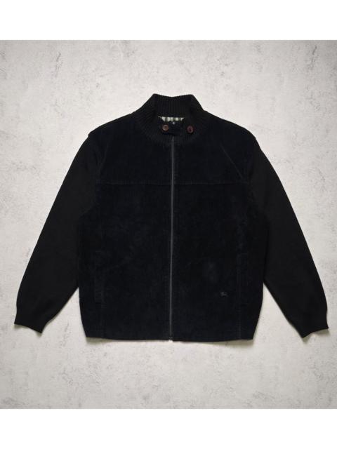 Burberry Sweater Jacket Merino Wool Corduroy Zip Nova Check Lined