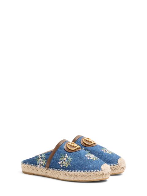 Valentino Valentino Garavani VLOGO Embroidered Espadrille Mule in Blue Multi at Nordstrom
