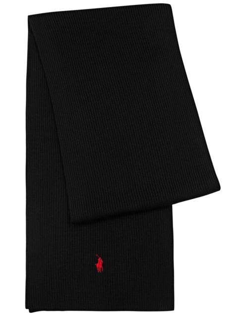 Polo Ralph Lauren Logo-embroidered ribbed wool scarf