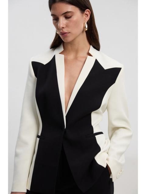 KAREN MILLEN Compact Stretch Colour Block Tailored Single Breasted Blazer