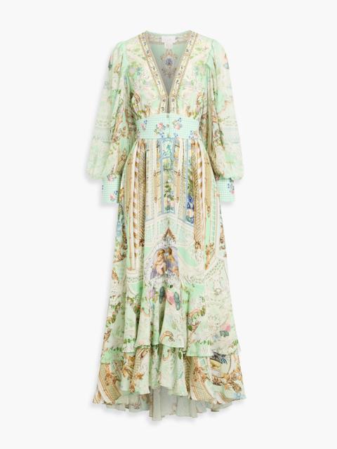 CAMILLA Crystal-embellished ruffled silk crepe de chine maxi dress