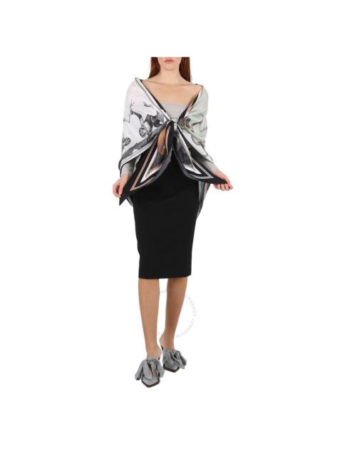 Burberry Burberry Cashmere Off-the-shoulder Bodysuit With Monkey Print Scarf Trim