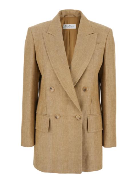 Max Mara Max Mara Women 'Gerla' Beige Double-Breasted Jacket With Classic Lapels In Linen Woman