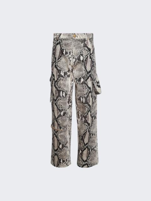Roberto Cavalli Drill Stretch Cargo Pants Python Print