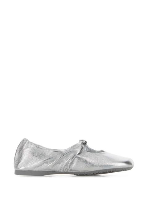 Loewe Loewe Paula's Ibiza Women Silver Leather Pebble Soft Ballerinas